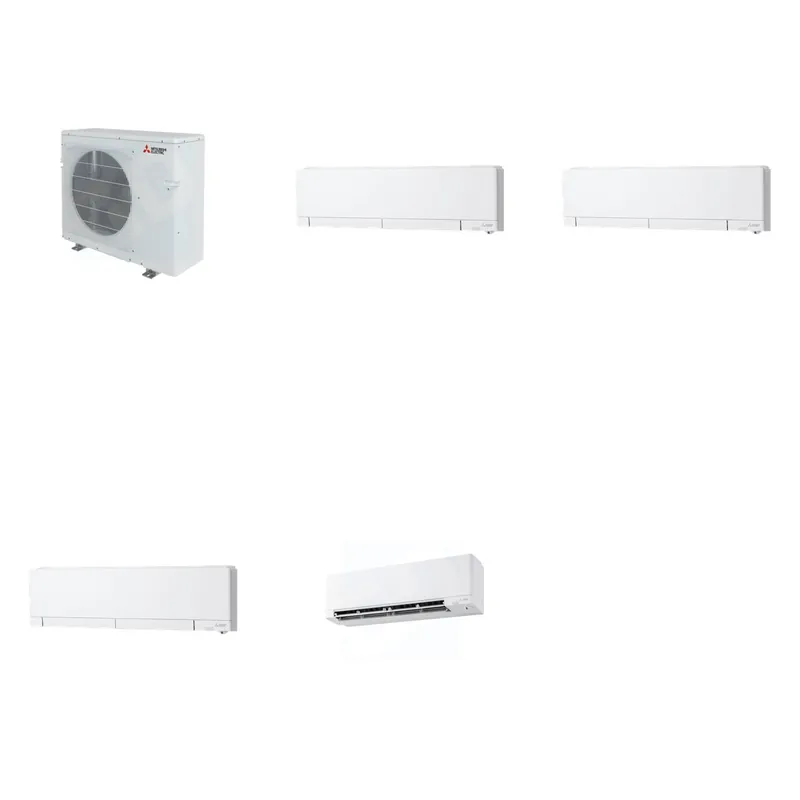 Mitsubishi Multi-Zone 36400 BTU R-454B 20 SEER2 4-Zone Wall-Mounted Hyper Heat Mini Split Heat Pump System - 6K+6K+6K+15K
