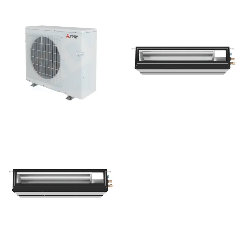 Mitsubishi Multi-Zone 28600 BTU R-454B 16 SEER2 2-Zone Ducted Medium-Static Mini Split Heat Pump System - 12K+12K