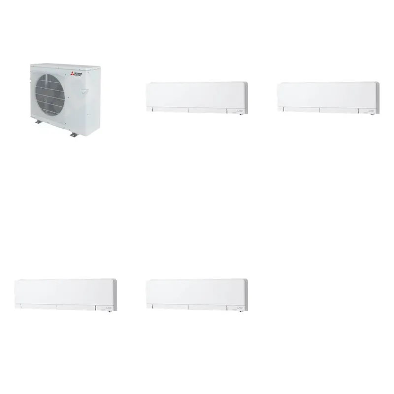 Mitsubishi Multi-Zone 36400 BTU R-454B 20 SEER2 4-Zone Wall-Mounted Hyper Heat Mini Split Heat Pump System - 6K+6K+6K+6K