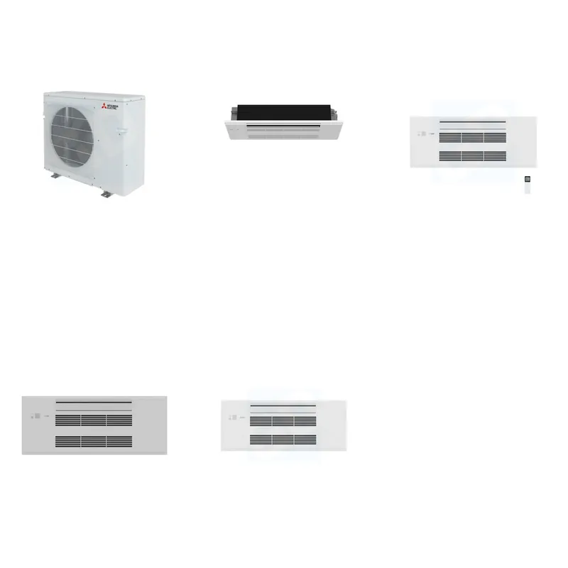 Mitsubishi Multi-Zone 28600 BTU R-454B 20 SEER2 2-Zone 1-Way Ceiling Cassette Mini Split Heat Pump System - 6K+9K