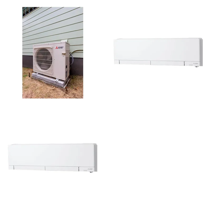 Mitsubishi Multi-Zone 22000 BTU R-454B 20 SEER2 2-Zone Wall-Mounted Hyper Heat Mini Split Heat Pump System - 6K+12K