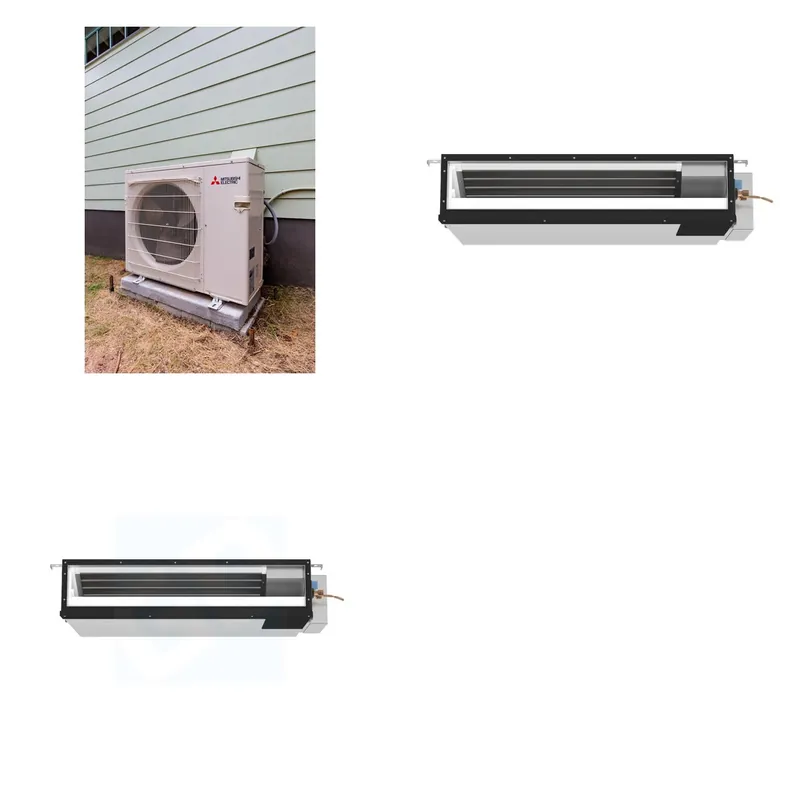 Mitsubishi Multi-Zone 22000 BTU R-454B 16 SEER2 2-Zone Ducted Low-Static Mini Split Heat Pump System - 9K+18K