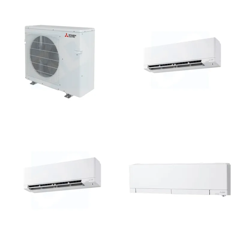 Mitsubishi Multi-Zone 36400 BTU R-454B 20 SEER2 3-Zone Wall-Mounted Hyper Heat Mini Split Heat Pump System - 9K+9K+12K