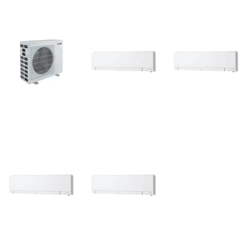 Mitsubishi Multi-Zone 40500 BTU R-454B 20 SEER2 4-Zone Wall-Mounted Hyper Heat Mini Split Heat Pump System - 6K+6K+12K+12K