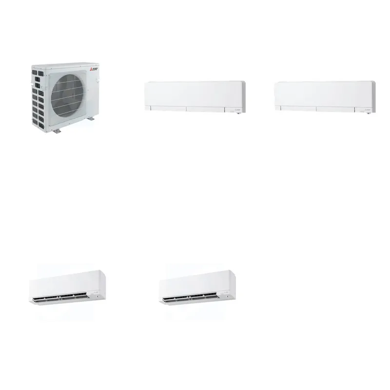 Mitsubishi Multi-Zone 40500 BTU R-454B 20 SEER2 4-Zone Wall-Mounted Hyper Heat Mini Split Heat Pump System - 6K+6K+15K+15K