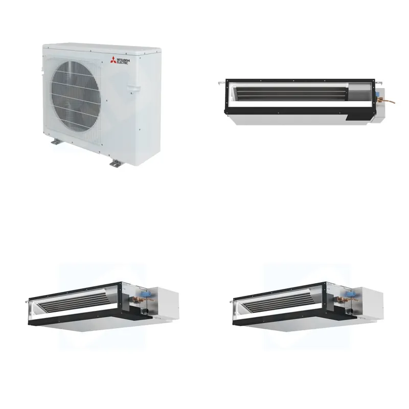 Mitsubishi Multi-Zone 28600 BTU R-454B 16 SEER2 3-Zone Ducted Low-Static Mini Split Heat Pump System - 9K+12K+15K