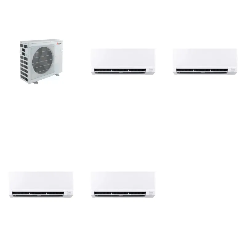Mitsubishi Multi-Zone 40500 BTU R-454B 20 SEER2 4-Zone Wall-Mounted Mini Split Heat Pump System - 6K+9K+12K+24K