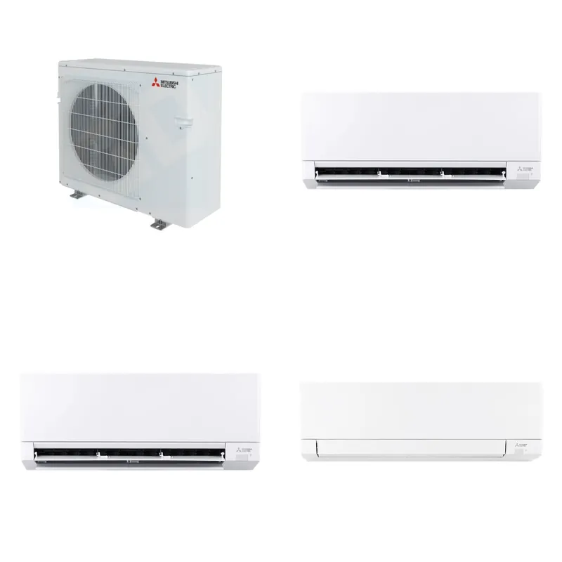 Mitsubishi Multi-Zone 36400 BTU R-454B 20 SEER2 3-Zone Wall-Mounted Mini Split Heat Pump System - 6K+12K+18K