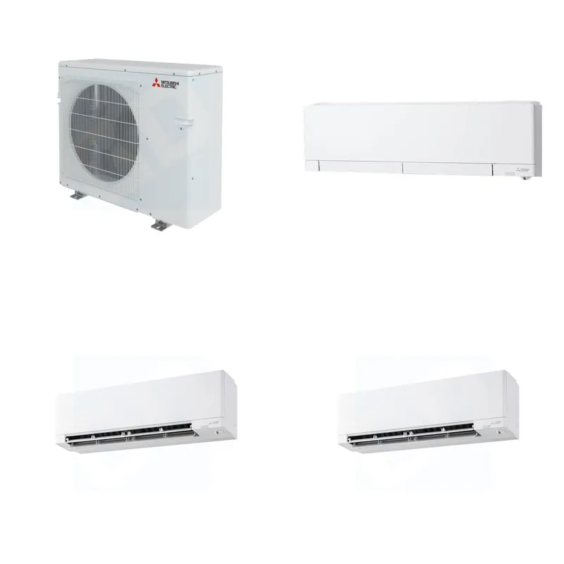 Mitsubishi Multi-Zone 28600 BTU R-454B 20 SEER2 3-Zone Wall-Mounted Hyper Heat Mini Split Heat Pump System - 6K+9K+15K