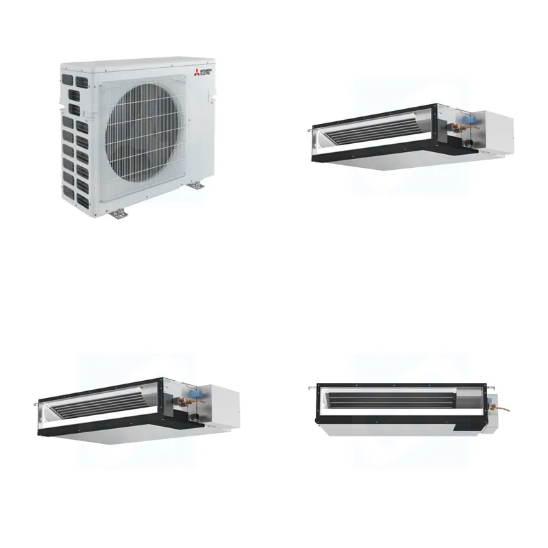 Mitsubishi Multi-Zone 40500 BTU R-454B 16 SEER2 3-Zone Ducted Low-Static Mini Split Heat Pump System - 12K+12K+18K