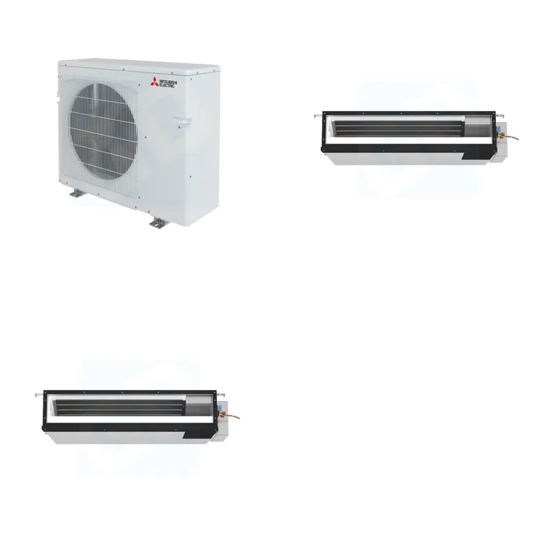 Mitsubishi Multi-Zone 28600 BTU R-454B 16 SEER2 2-Zone Ducted Low-Static Mini Split Heat Pump System - 18K+18K