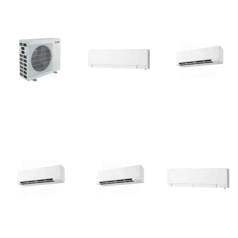 Mitsubishi Multi-Zone 40500 BTU R-454B 20 SEER2 5-Zone Wall-Mounted Hyper Heat Mini Split Heat Pump System - 6K+9K+9K+9K+12K
