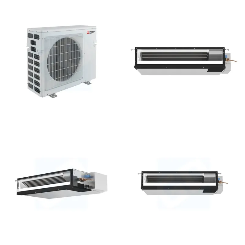 Mitsubishi Multi-Zone 40500 BTU R-454B 16 SEER2 3-Zone Ducted Low-Static Mini Split Heat Pump System - 9K+12K+18K