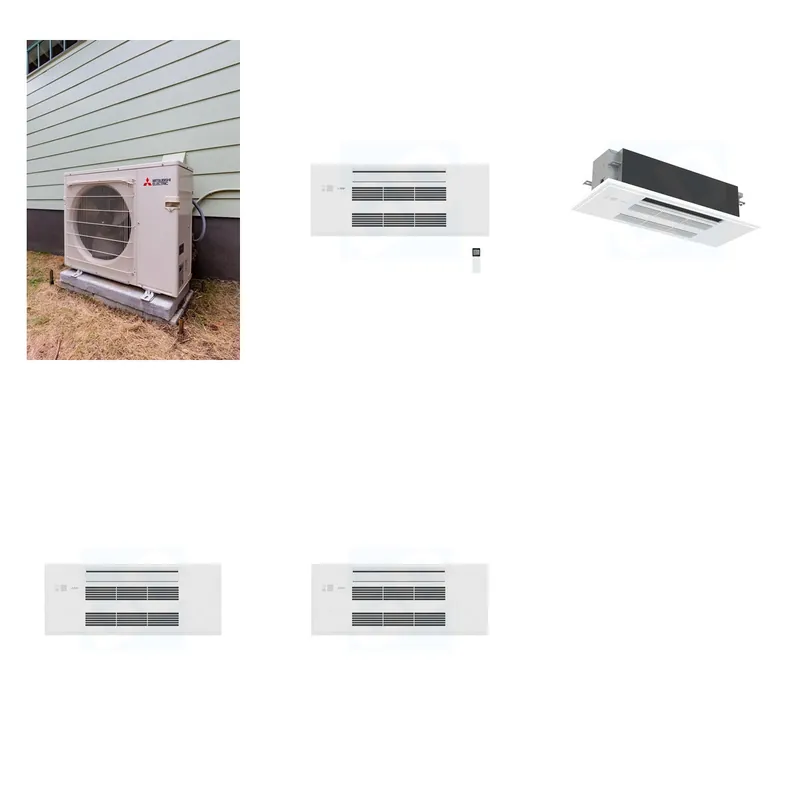Mitsubishi Multi-Zone 22000 BTU R-454B 20 SEER2 2-Zone 1-Way Ceiling Cassette Mini Split Heat Pump System - 9K+18K