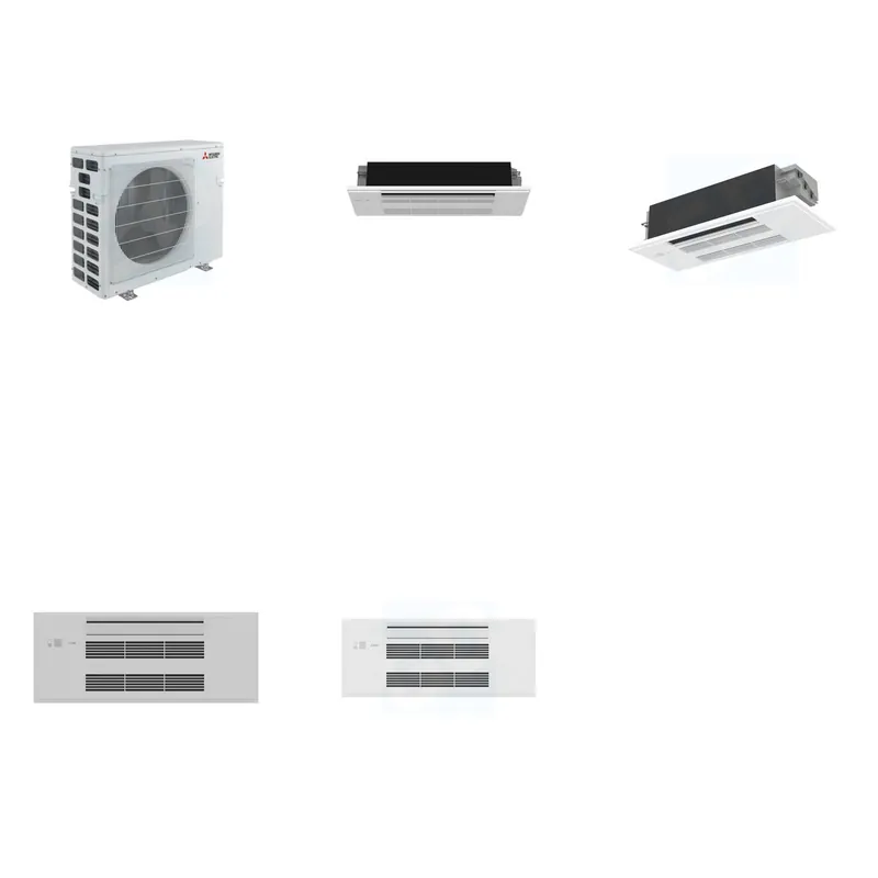 Mitsubishi Multi-Zone 20000 BTU R-454B 20 SEER2 2-Zone 1-Way Ceiling Cassette Mini Split Heat Pump System - 6K+12K