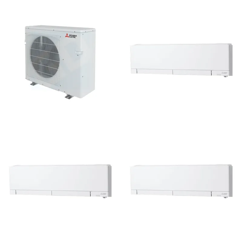 Mitsubishi Multi-Zone 28600 BTU R-454B 20 SEER2 3-Zone Wall-Mounted Hyper Heat Mini Split Heat Pump System - 6K+6K+6K