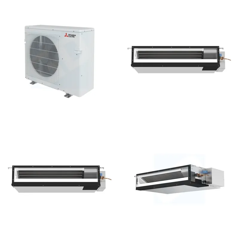 Mitsubishi Multi-Zone 36400 BTU R-454B 16 SEER2 3-Zone Ducted Low-Static Mini Split Heat Pump System - 9K+9K+15K