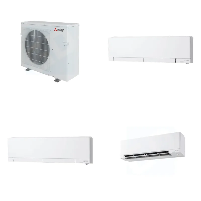 Mitsubishi Multi-Zone 36400 BTU R-454B 20 SEER2 3-Zone Wall-Mounted Hyper Heat Mini Split Heat Pump System - 12K+12K+15K