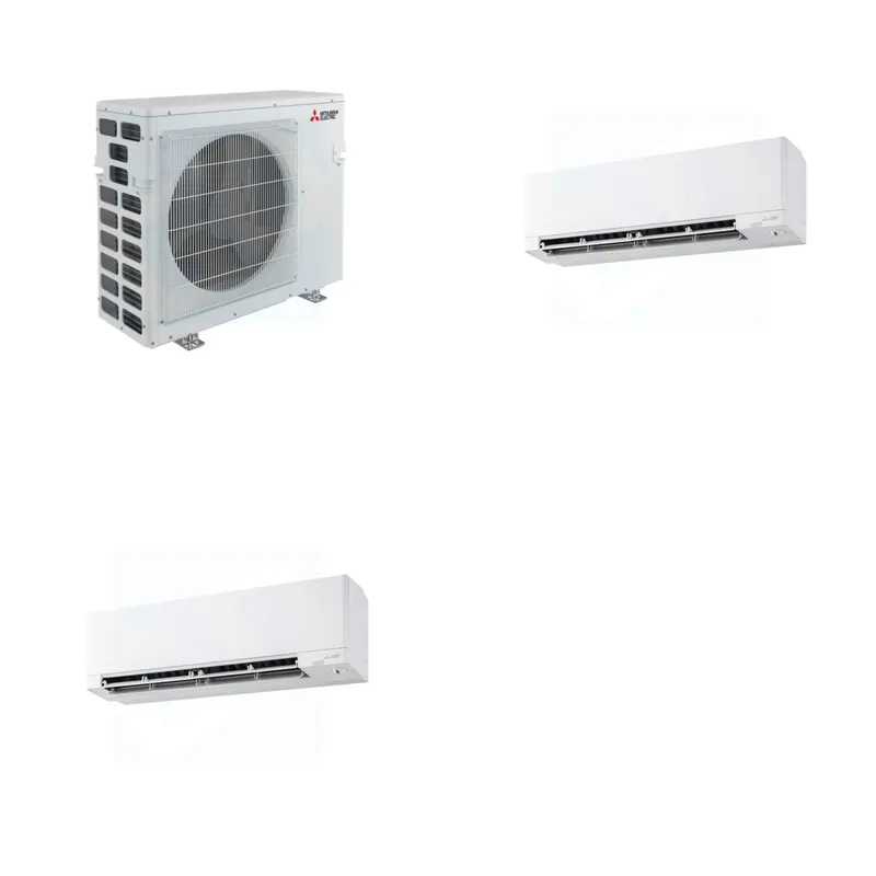 Mitsubishi Multi-Zone 40500 BTU R-454B 20 SEER2 2-Zone Wall-Mounted Hyper Heat Mini Split Heat Pump System - 9K+15K