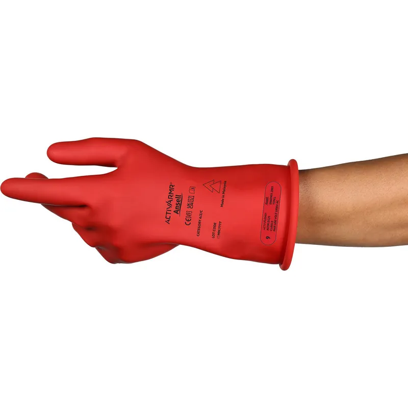 Activarrmr RIG011RUL080 Activarmr Rig R011RUL Red 8 Electrical Insulated Gloves - Latex Coating - 11 in Length