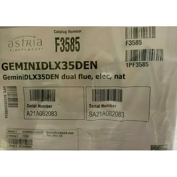 Astria F3585 Gemini DLX 35DEN Top/Rear Direct Vent Gas Fireplace F3585