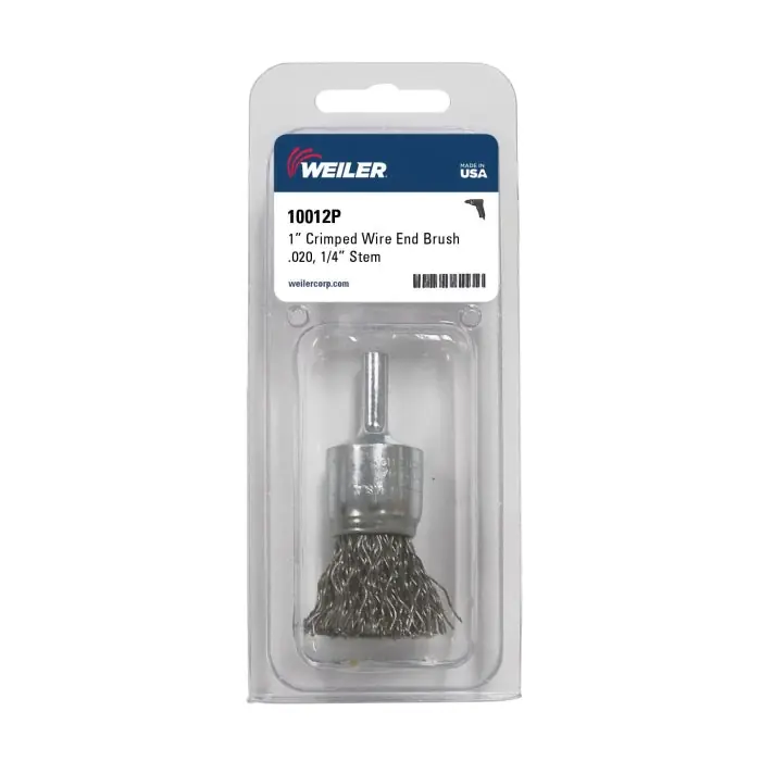 Weiler 10012P End Brush, Stem Mount, 1 in Brush Dia, 1/4 in Shank Dia