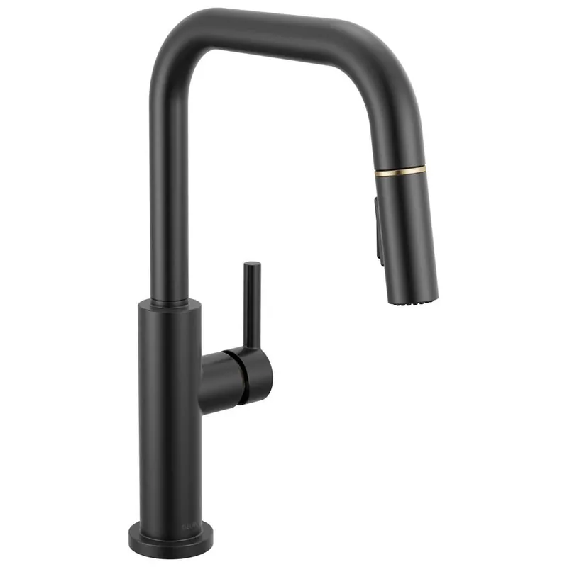 Delta Faucet 19868LF-GZ Nicoli Champagne Bronze Single Handle Deck-mount Pull-down Kitchen Faucet with Sprayer