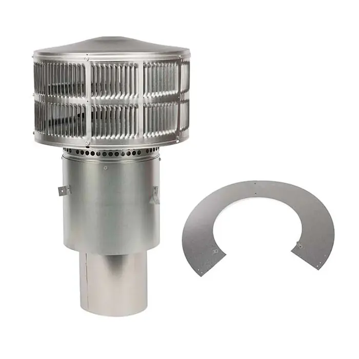 Heat & Glo TR342-B Round Telescoping Termination Cap with Storm Collar for SL300 Wood Burning Chimney Pipe