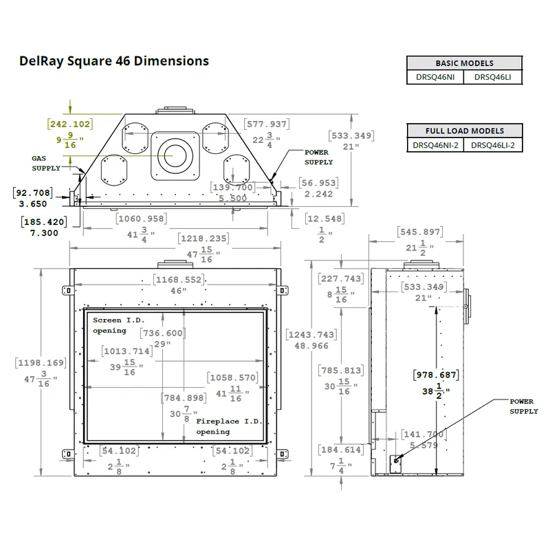 Montigo DRSQ46NI-2 DelRay Full-Load 46 Square Direct-Vent Gas Fireplace