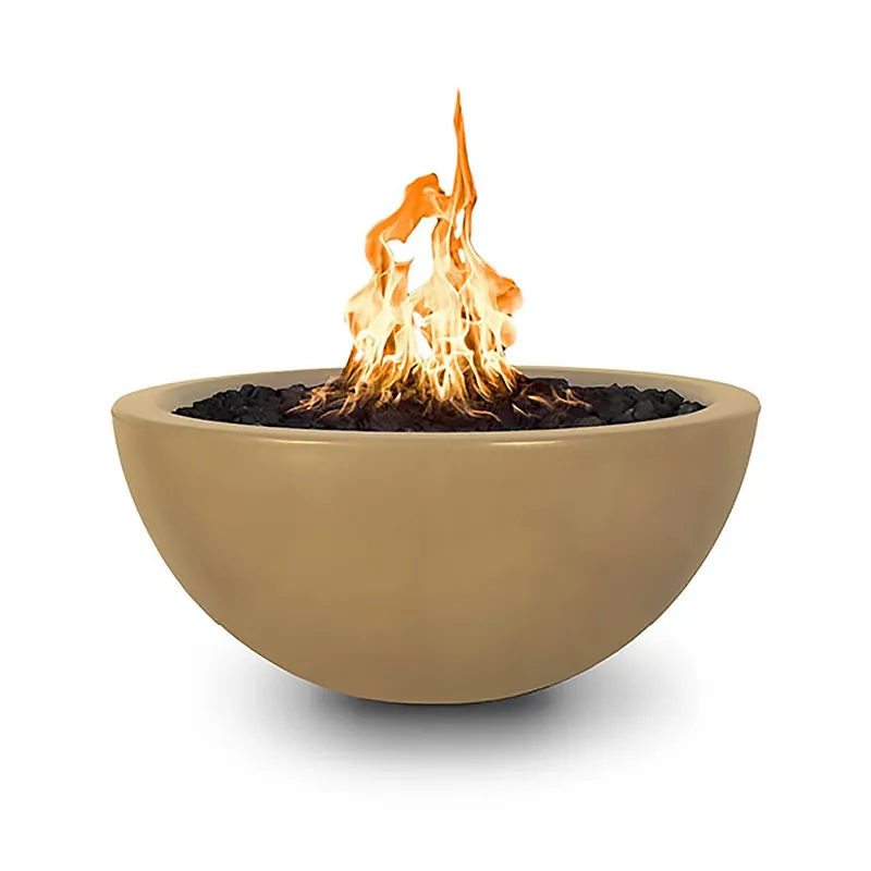 Outdoor Plus OPT-LUN38EKIT-BRN-NG Luna 38 Inch Concrete Electronic Fire Pit Natural Gas