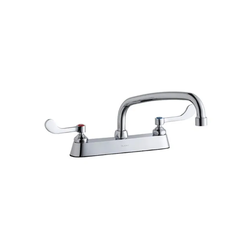 Elkay LK810AT10T4 8 inches Centerset with Exposed Deck Faucet with 10 inches Arc Tube Spout 4 inches Wristblade Handles