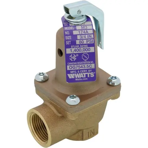 Watts F274612 174A Relief Valve 80 psi 3/4 inches