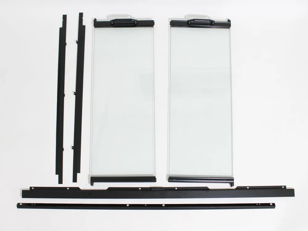 Heat & Glo DM8042 original bi-fold glass doors with black trim