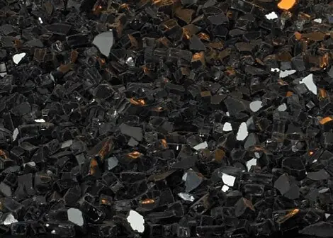 White Mountain DG1BKP Crushed Black Polished Decorative Glass