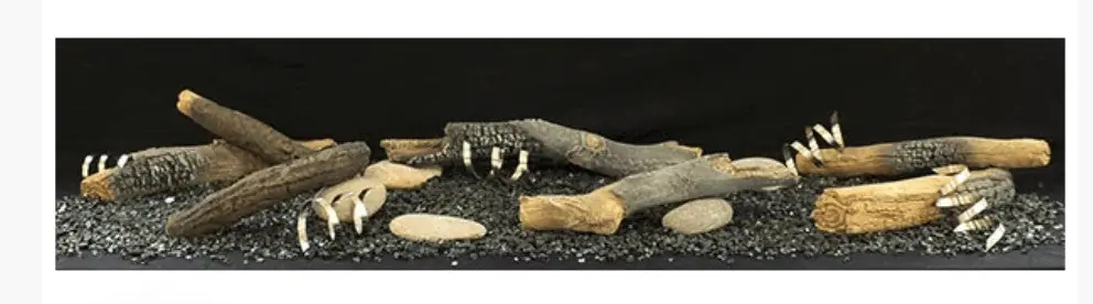 White Mountain LSM1THF 7 Piece Rustic Log Set & River Rock Accessory Kit