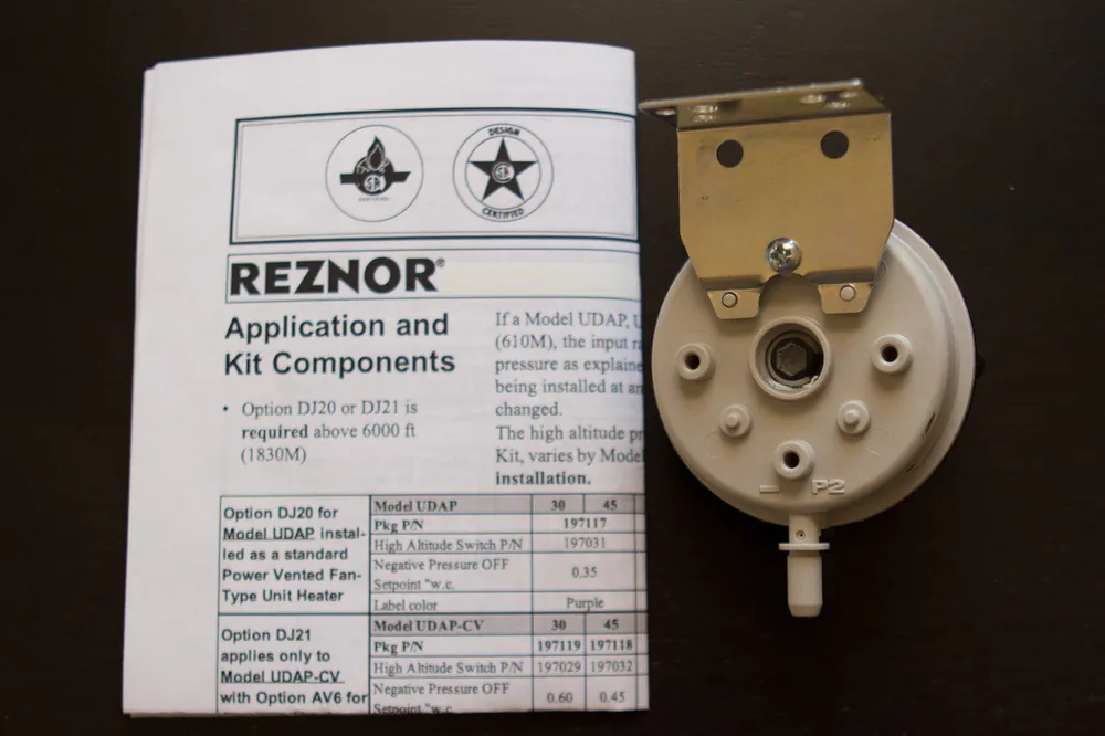 Reznor DJ20 197205 High Altitude Kit For Reznor UDAS and UDBS-125 Heaters