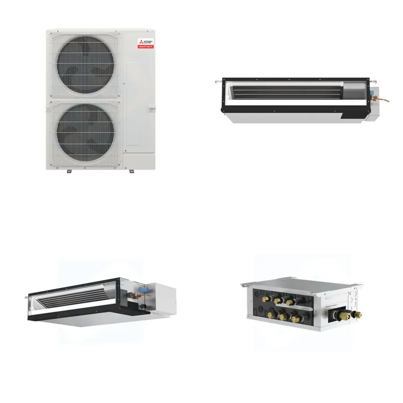 Mitsubishi Multi-Zone 48000 BTU R-454B 16 SEER2 2-Zone Ducted Low-Static Mini Split Heat Pump System - 9K+12K