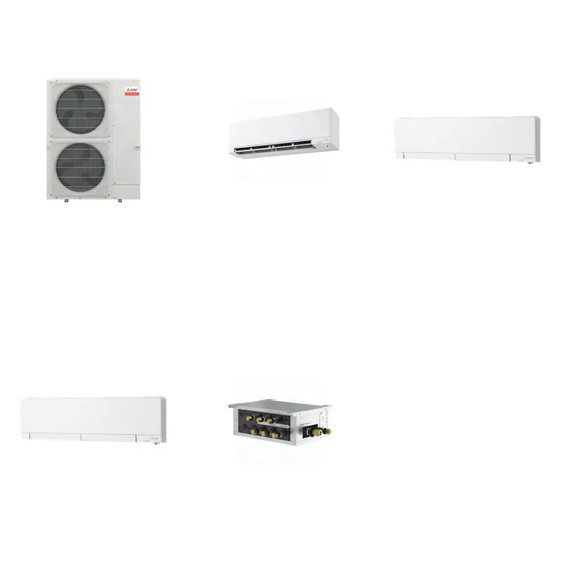 Mitsubishi Multi-Zone 48000 BTU R-454B 20 SEER2 3-Zone Wall-Mounted Hyper Heat Mini Split Heat Pump System - 9K+12K+12K