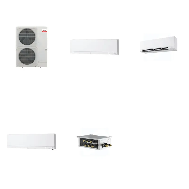 Mitsubishi Multi-Zone 48000 BTU R-454B 20 SEER2 3-Zone Wall-Mounted Hyper Heat Mini Split Heat Pump System - 6K+9K+12K