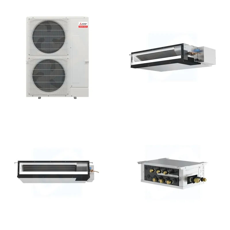 Mitsubishi Multi-Zone 48000 BTU R-454B 16 SEER2 2-Zone Ducted Low-Static Mini Split Heat Pump System - 15K+18K