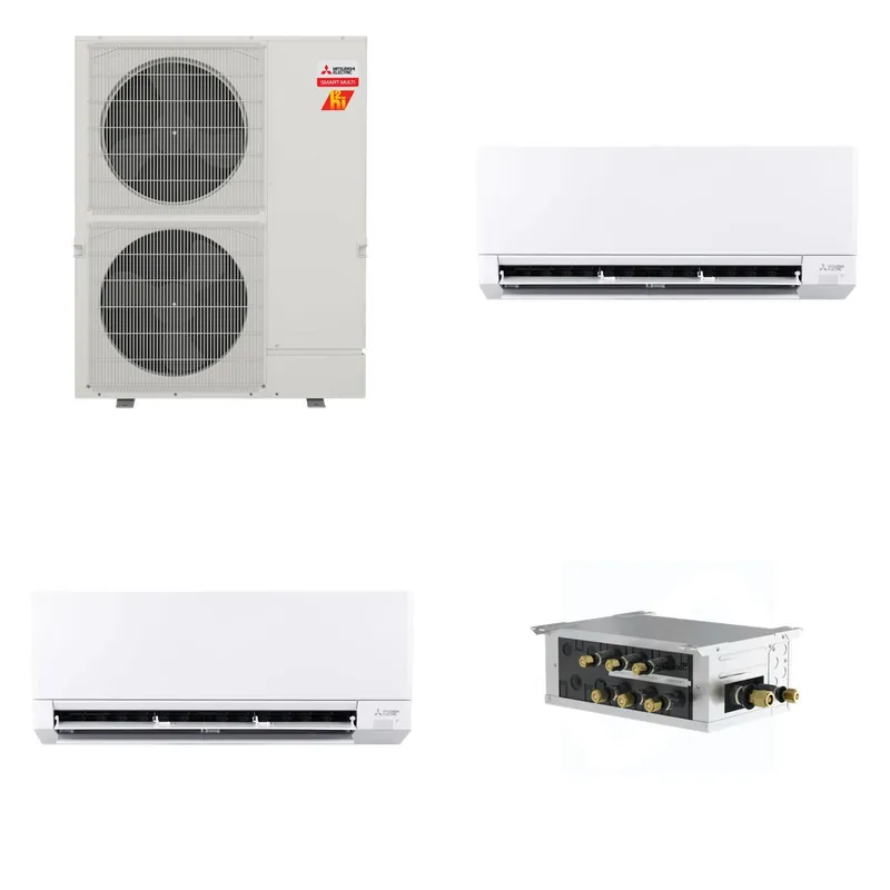 Mitsubishi Multi-Zone 60000 BTU R-454B 20 SEER2 2-Zone Wall-Mounted Mini Split Heat Pump System - 6K+12K