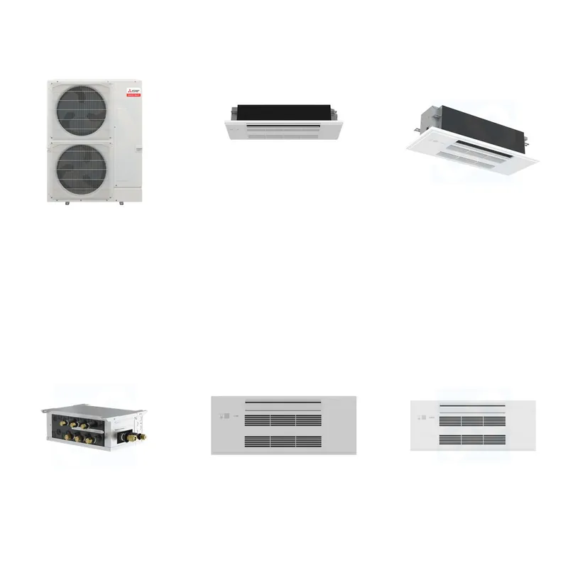 Mitsubishi Multi-Zone 36000 BTU R-454B 20 SEER2 2-Zone 1-Way Ceiling Cassette Mini Split Heat Pump System - 6K+18K