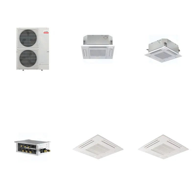 Mitsubishi Multi-Zone 36000 BTU R-454B 20 SEER2 2-Zone 2'x2' Ceiling Cassette Mini Split Heat Pump System - 12K+15K