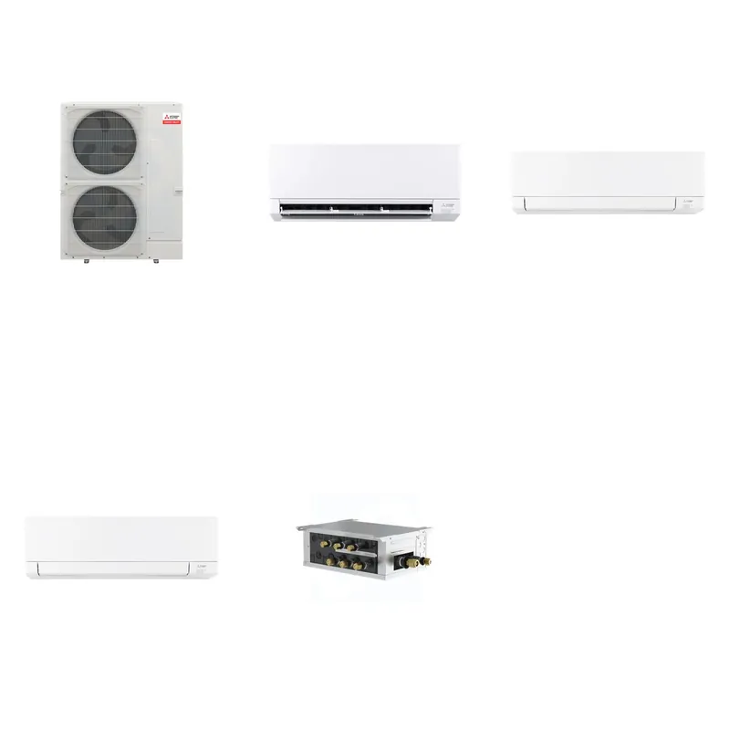 Mitsubishi Multi-Zone 48000 BTU R-454B 20 SEER2 3-Zone Wall-Mounted Mini Split Heat Pump System - 12K+18K+18K