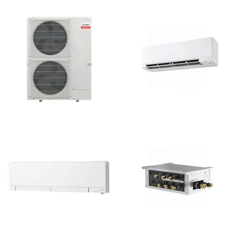 Mitsubishi Multi-Zone 48000 BTU R-454B 20 SEER2 2-Zone Wall-Mounted Hyper Heat Mini Split Heat Pump System - 9K+12K