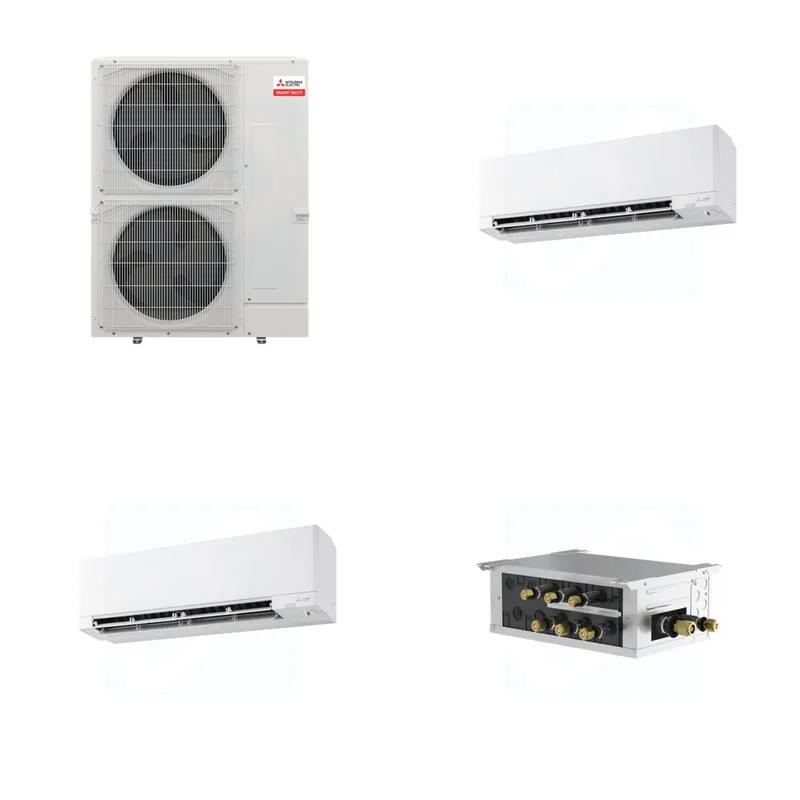 Mitsubishi Multi-Zone 48000 BTU R-454B 20 SEER2 2-Zone Wall-Mounted Hyper Heat Mini Split Heat Pump System - 9K+9K