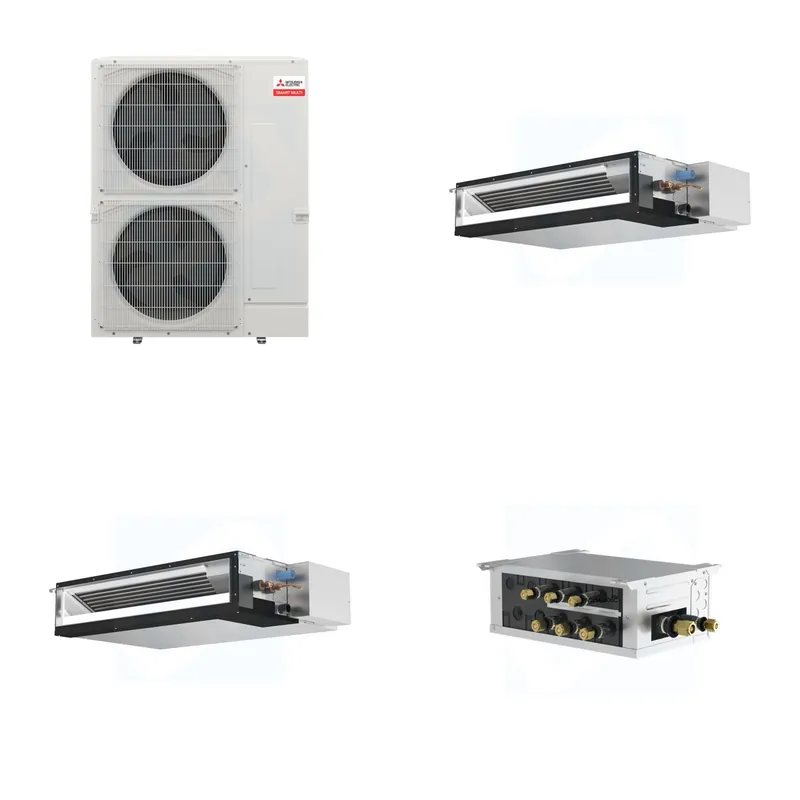 Mitsubishi Multi-Zone 48000 BTU R-454B 16 SEER2 2-Zone Ducted Low-Static Mini Split Heat Pump System - 12K+15K