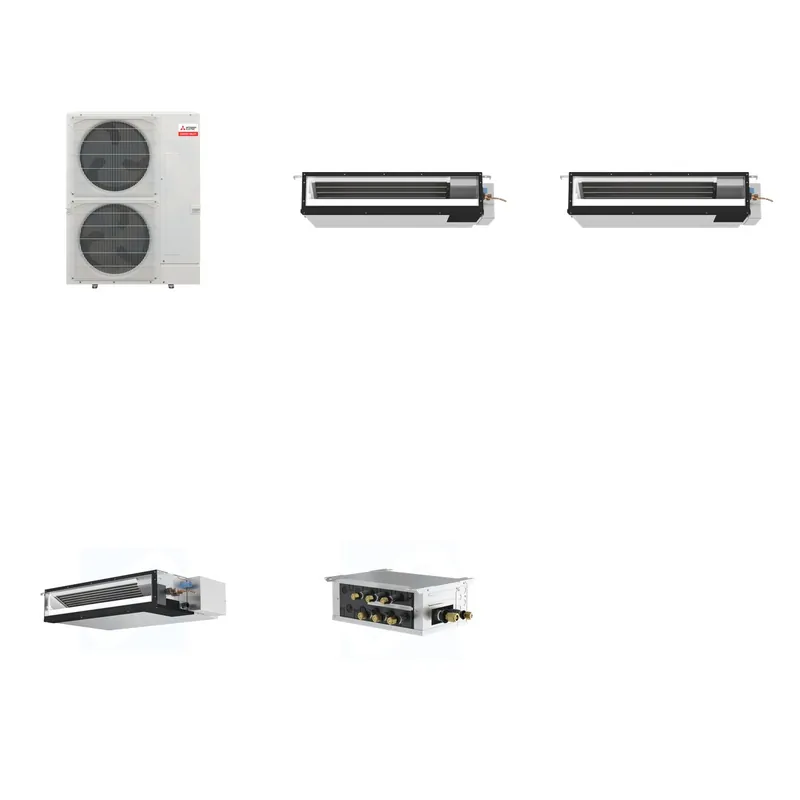 Mitsubishi Multi-Zone 36000 BTU R-454B 16 SEER2 3-Zone Ducted Low-Static Mini Split Heat Pump System - 9K+9K+15K