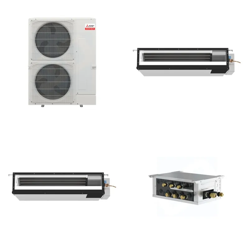 Mitsubishi Multi-Zone 48000 BTU R-454B 16 SEER2 2-Zone Ducted Low-Static Mini Split Heat Pump System - 9K+9K