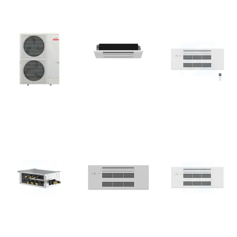 Mitsubishi Multi-Zone 48000 BTU R-454B 20 SEER2 2-Zone 1-Way Ceiling Cassette Mini Split Heat Pump System - 6K+9K
